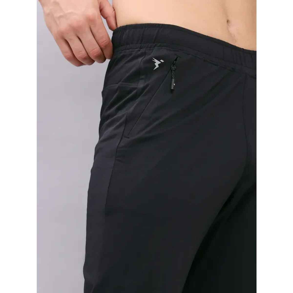 Technosport Men Poly Solid Relax Fit Sports Trackpants with ELASTO PLUS | Black | XL