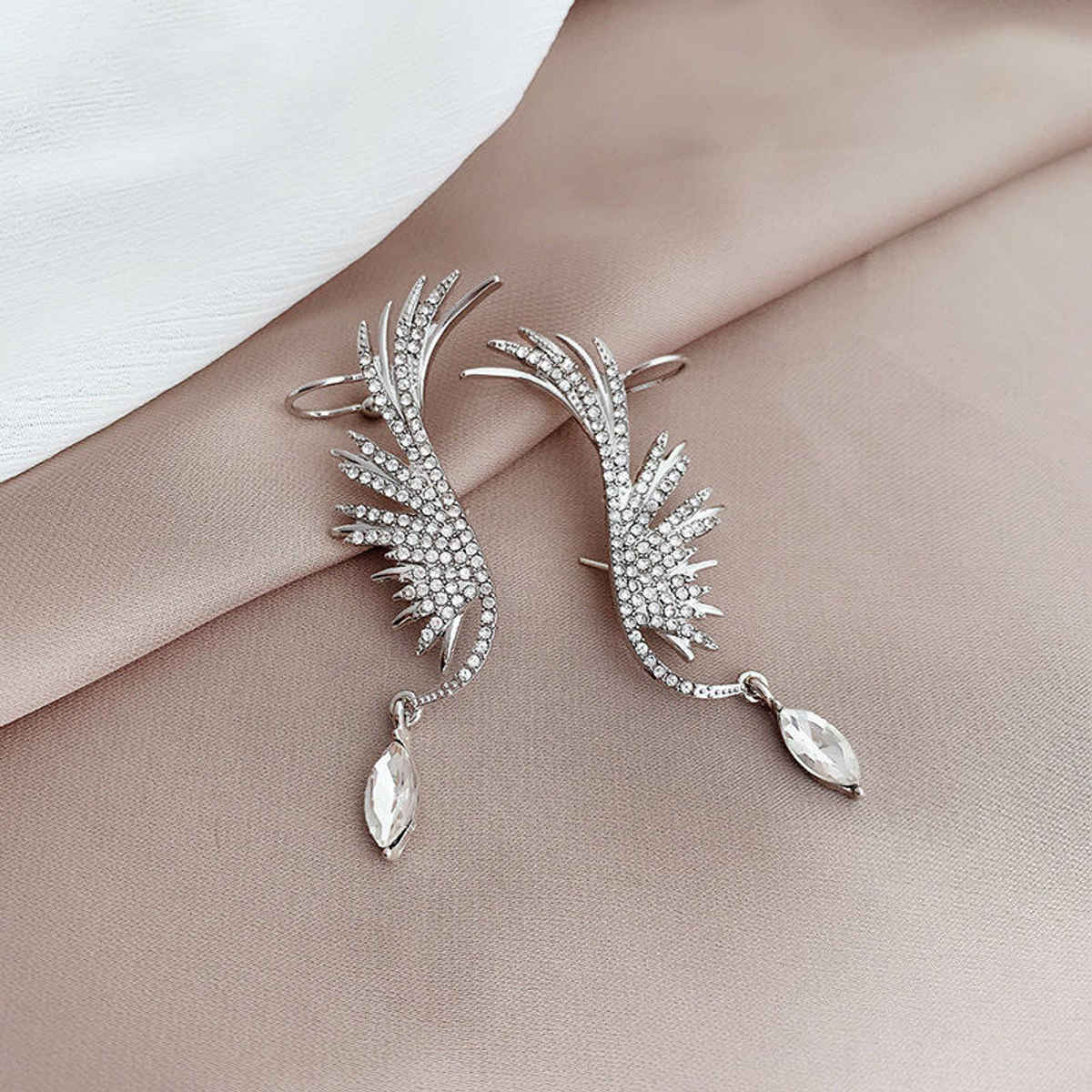 Beautynx Crystal Phoenix Wing Earrings | Silver | BNX-EAR-0083