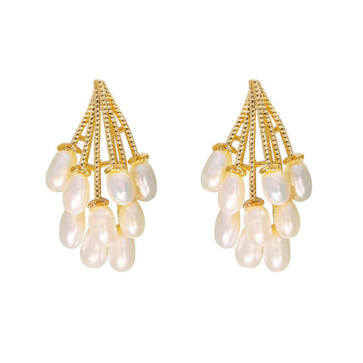 Beautynx Pearl Cluster Spray Earrings | Gold | BNX-EAR-0052