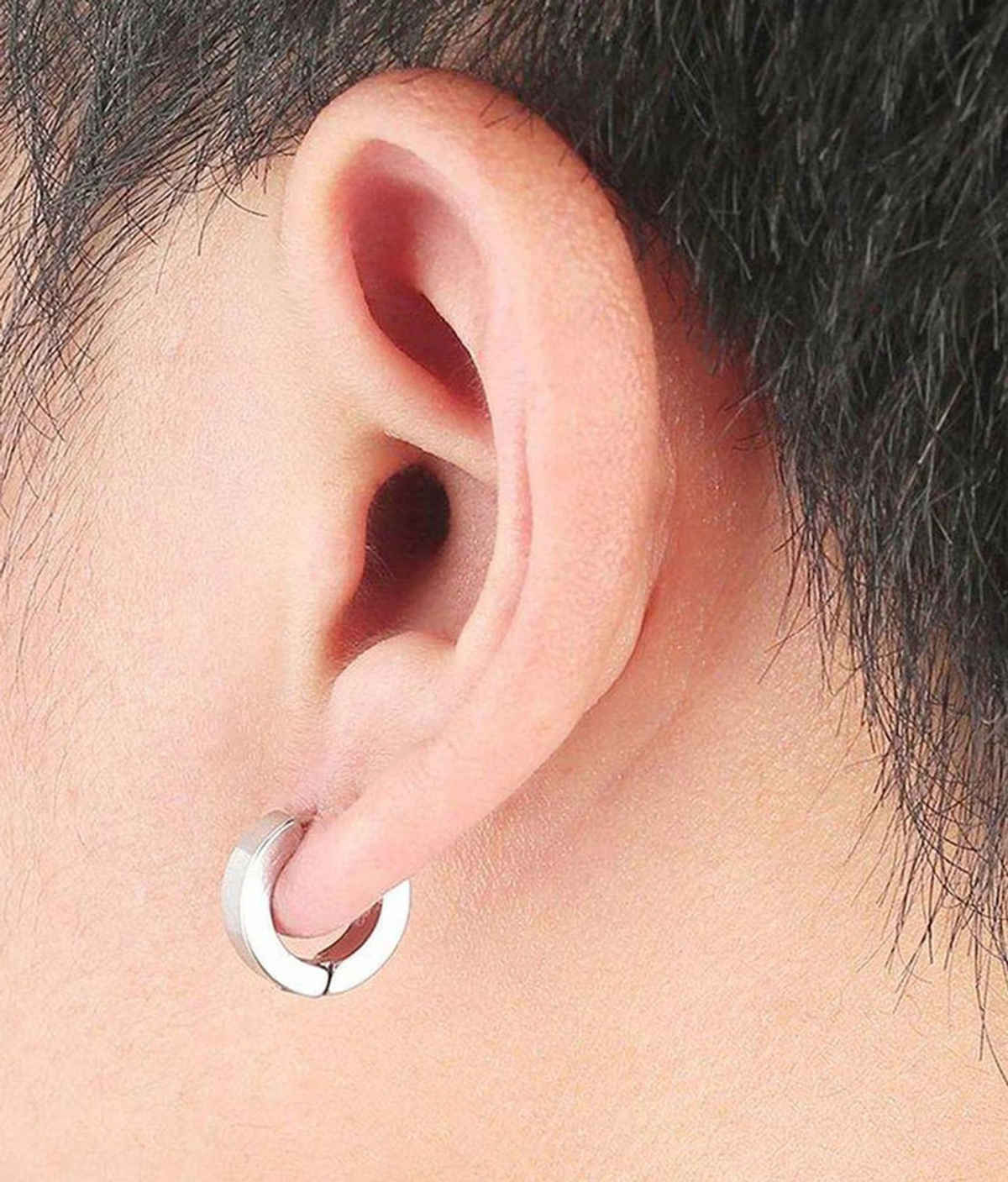 Men's Earrings Studs And Bali Combo Silver