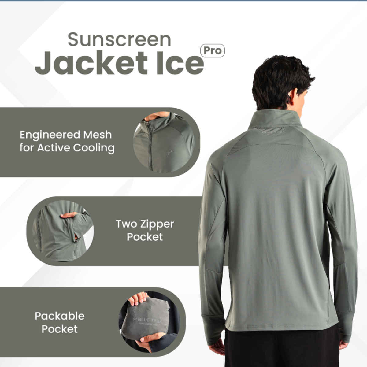 Blue Tyga Men's Sunscreen Jacket | SJE0005 | Olive - L