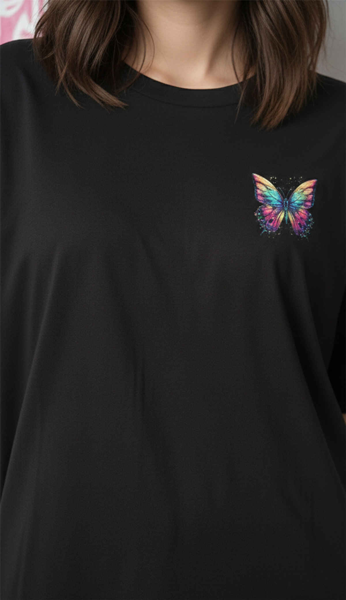 Smartees Women's Oversize Printed Tshirt | Black - M