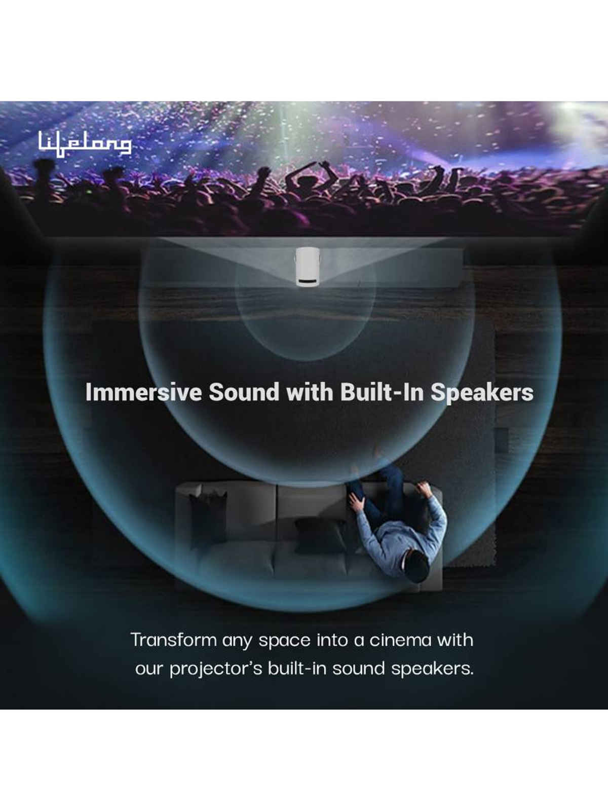 Lifelong LightBeam Smart Projector | 720p Native | 4K Support | 2500 lm | Android | Portable Design