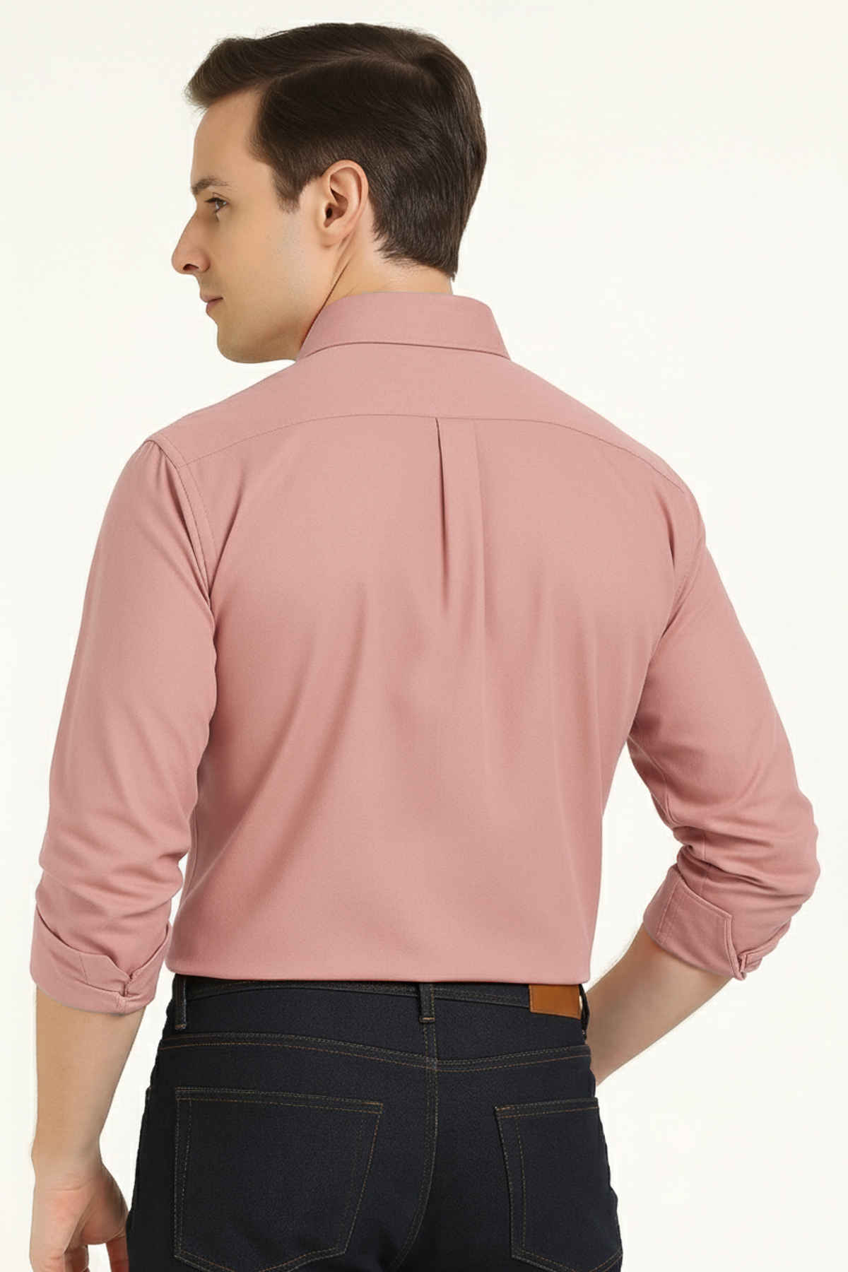 Hancock Men's Slim Fit Solid Button-Down Collar Pure Cotton Casual Shirt | Coral - 42