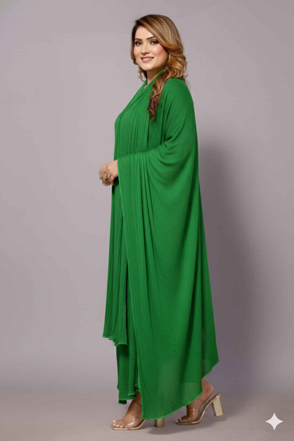 Fabflick Elegant Lycra Solid Dupatta for Women with Moti Embellished Border | Green