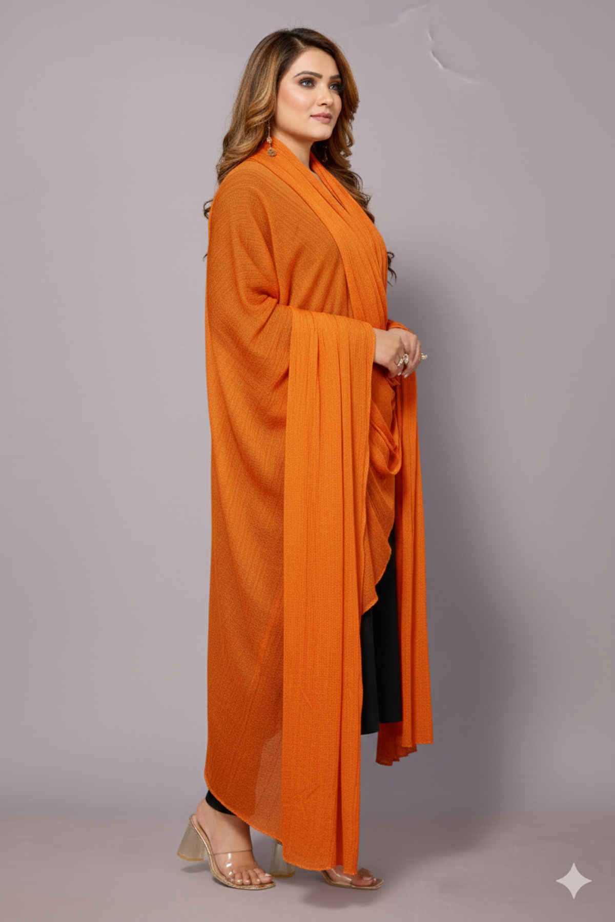 Fabflick Elegant Lycra Solid Dupatta for Women with Moti Embellished Border | Orange