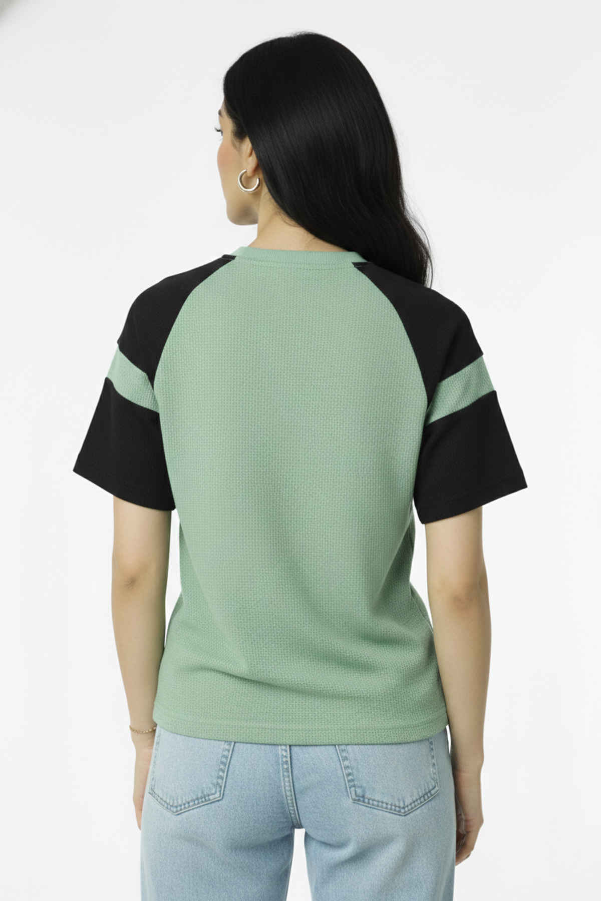 Try This Women's HF Sleeve Typographic Print Round Neck Tshirt | Light Green | XL