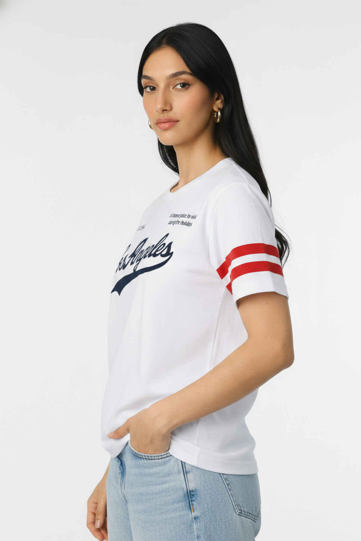 Try This Women's HF Sleeve Printed Round Neck Tshirt | White | M