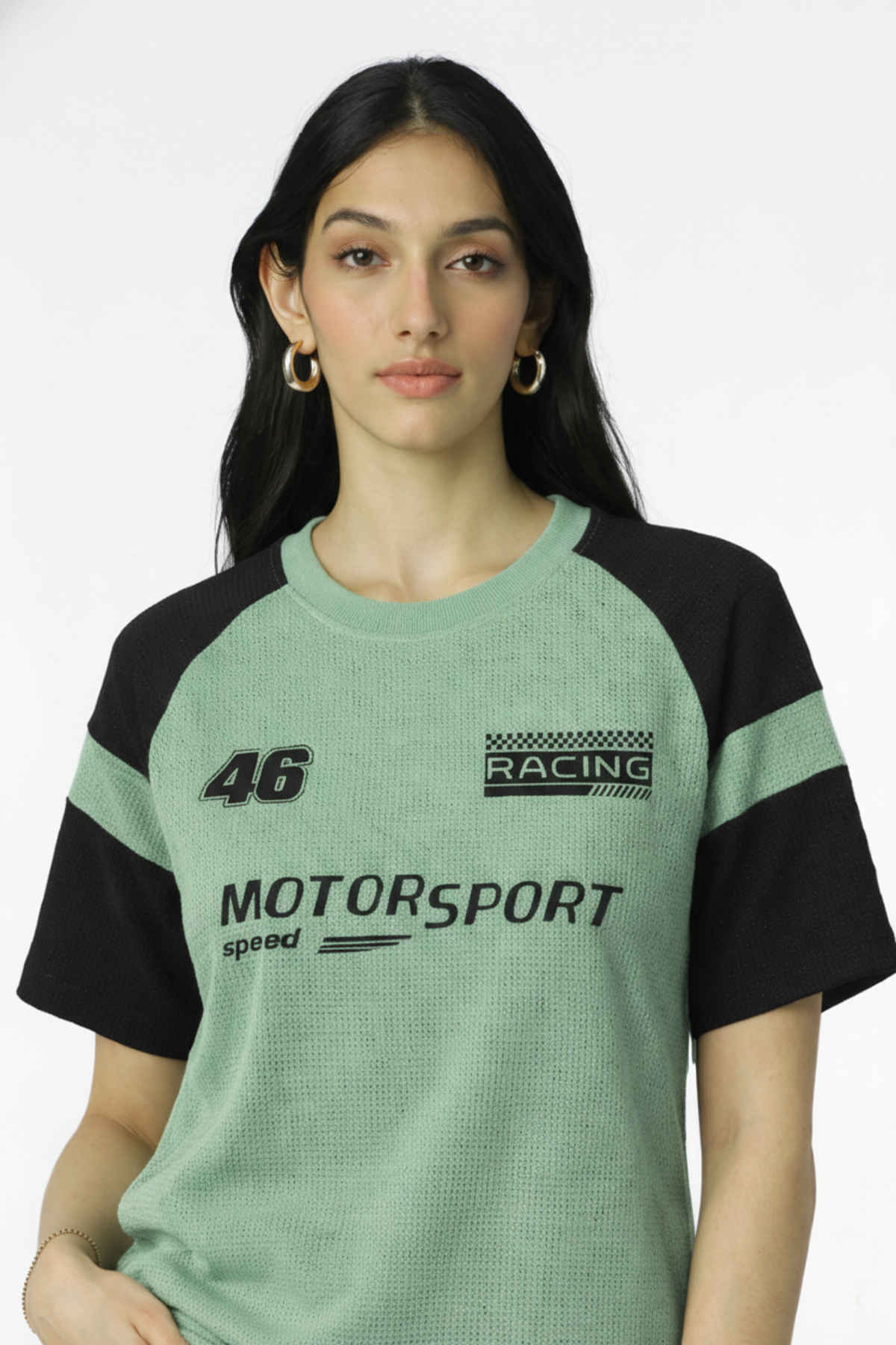 Try This Women's HF Sleeve Typographic Print Round Neck Tshirt | Light Green | XL