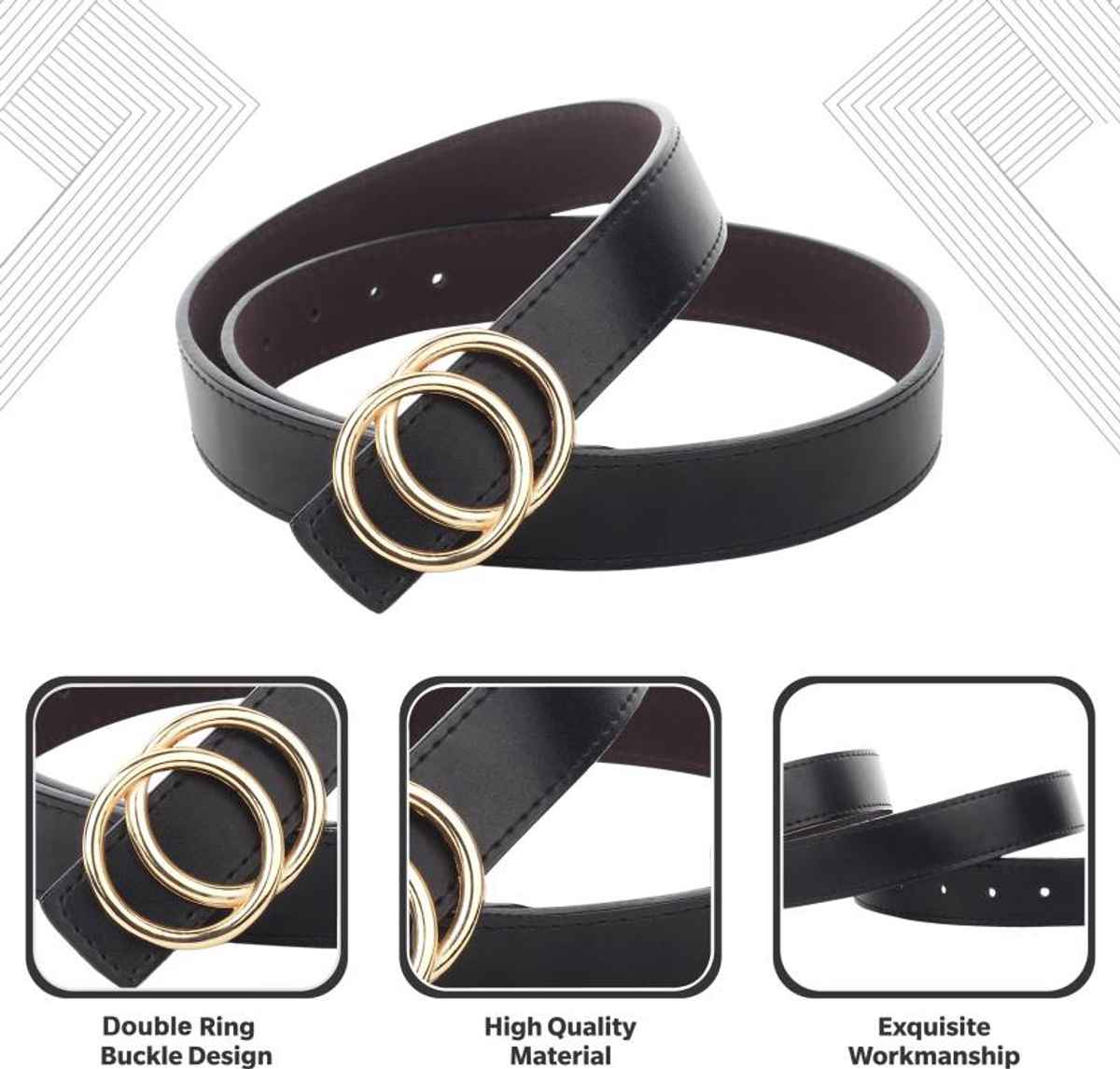 Kaezri Artificial Leather Black Belt for Women | Women oo - 28