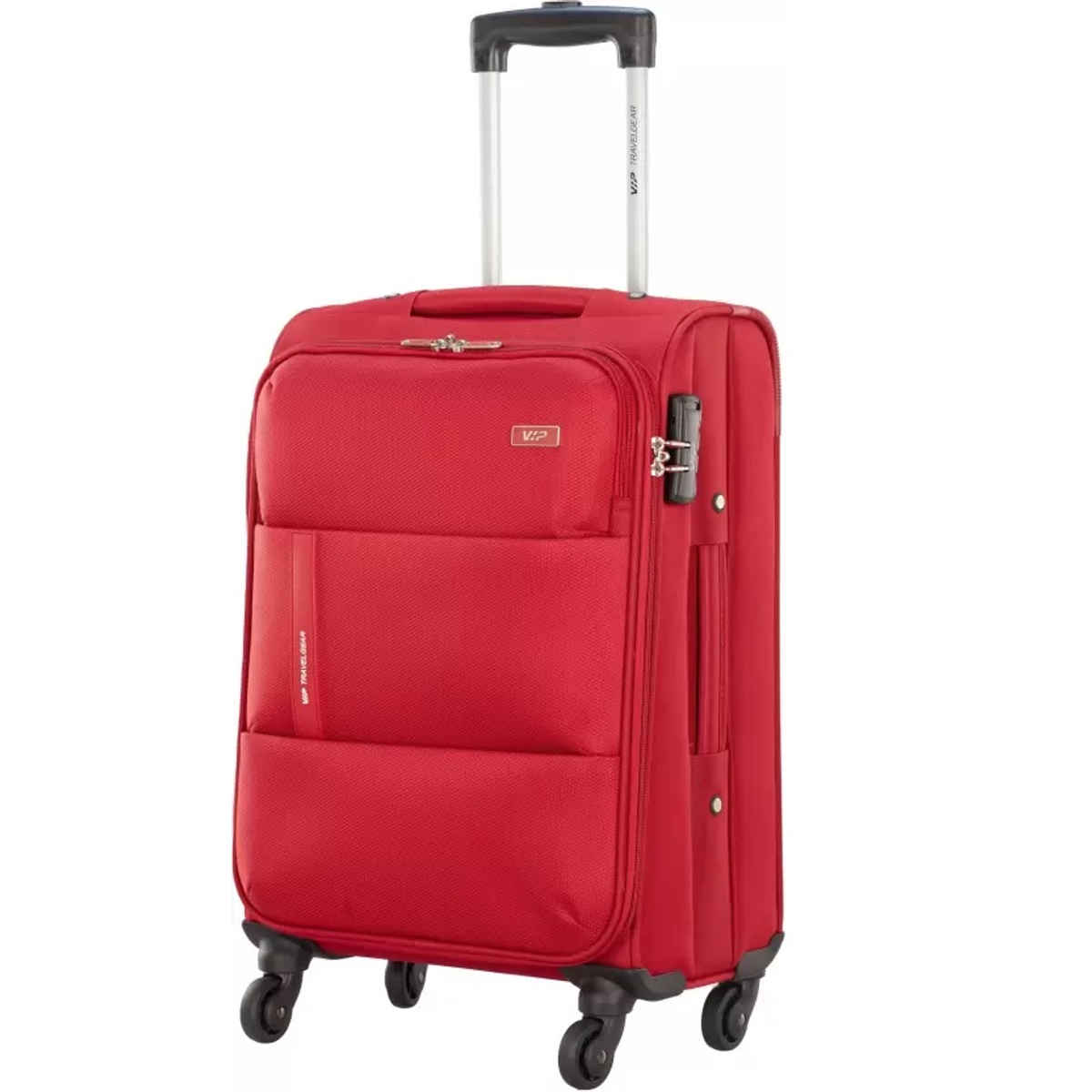 VIP Unisex Solid Polyester 43 L Telescopic Trolley Bag | Chilli Red - S