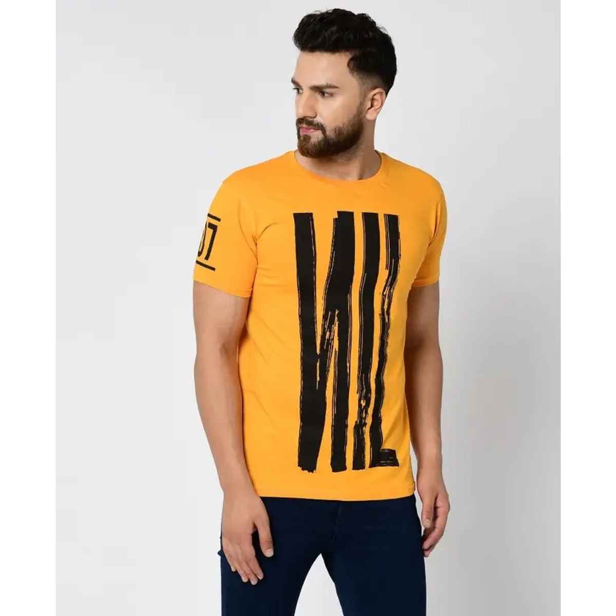 Smartees Men's Printed T-shirt | Style No 31 | Yellow - M