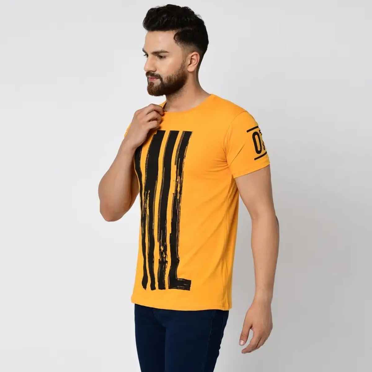 Smartees Men's Printed T-shirt | Style No 31 | Yellow - M