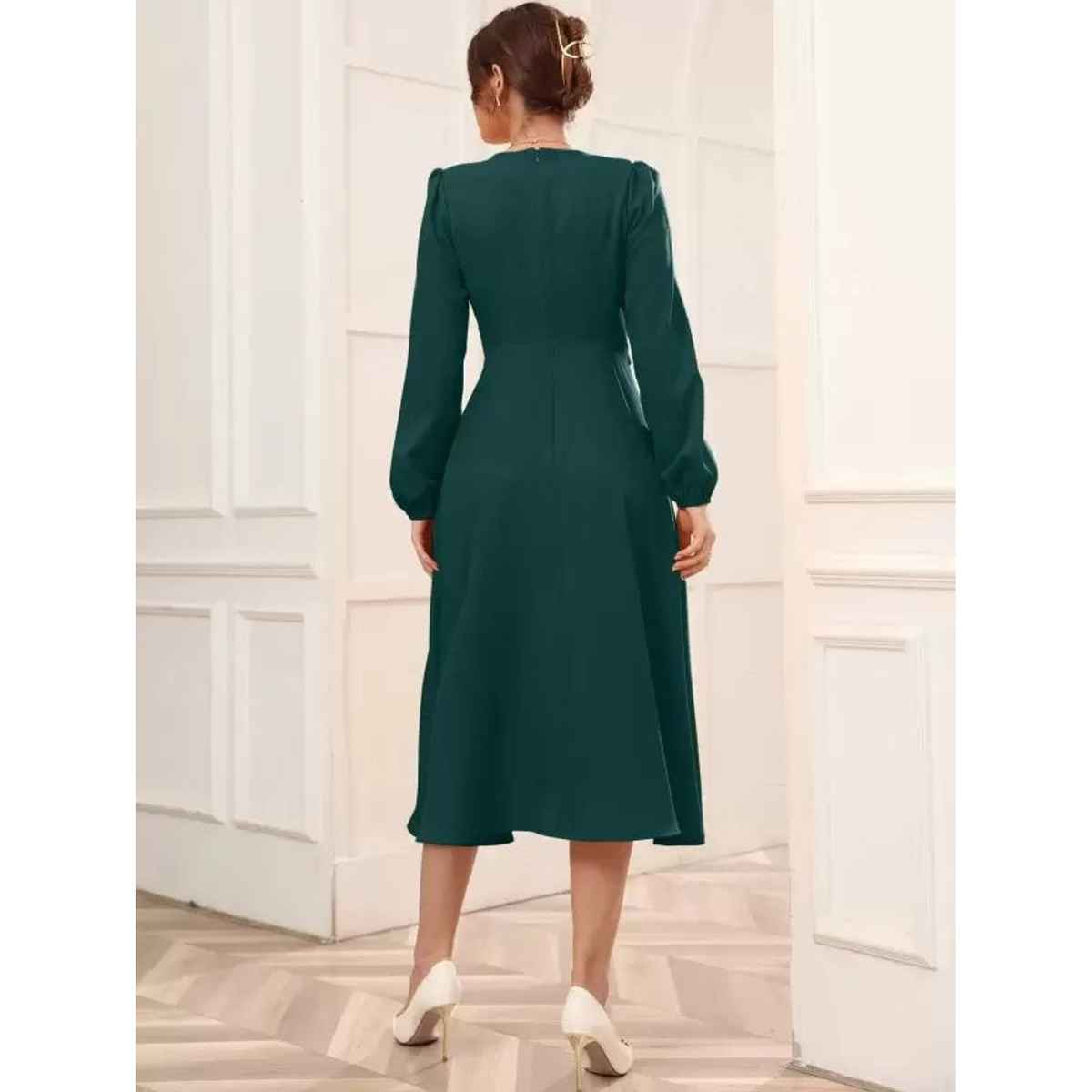 Wyshlist Women's Wrap Dress Elegant A-Line | Green - XL