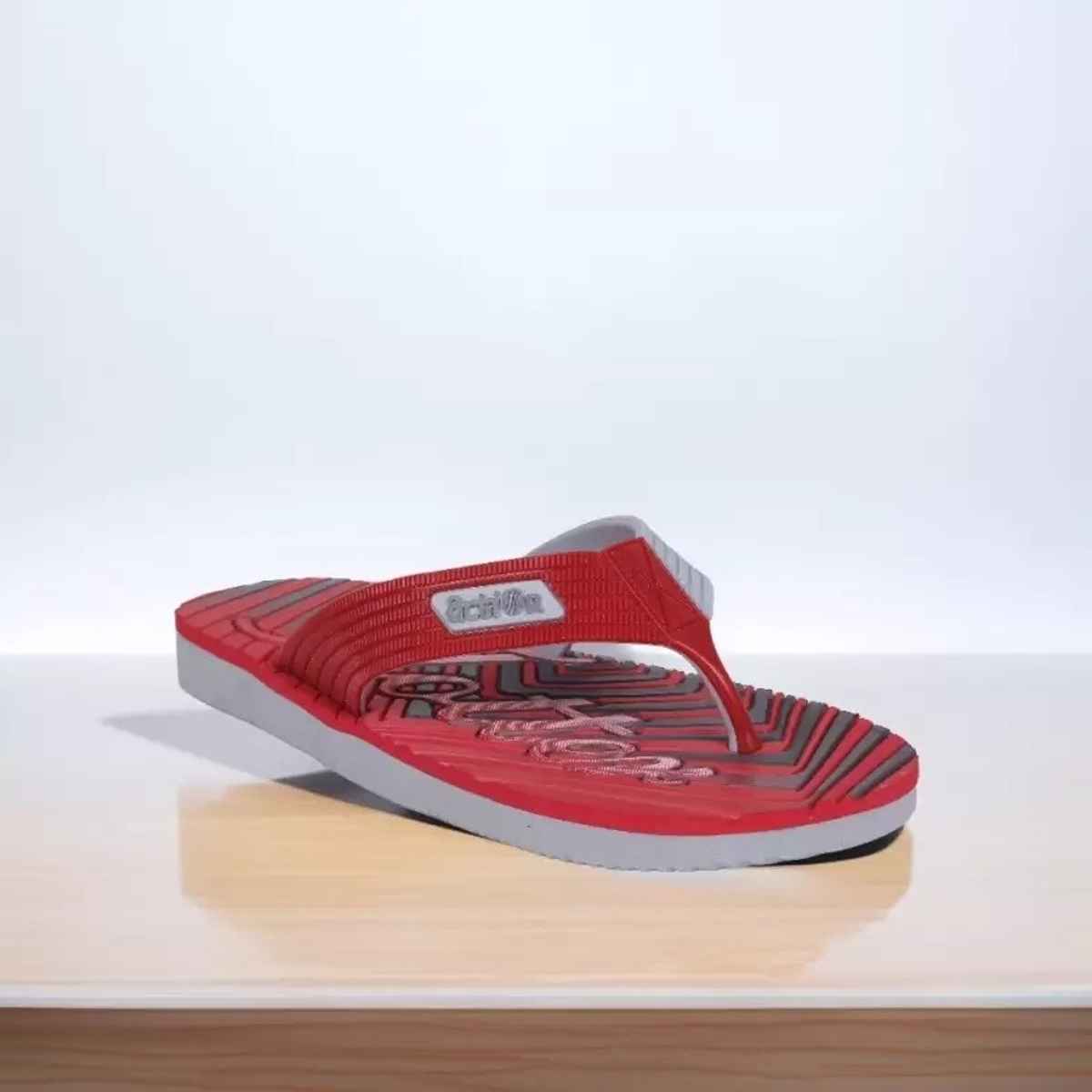 Action Eva Flotter Mens Slippers | Uk | 10 | Light Grey Red