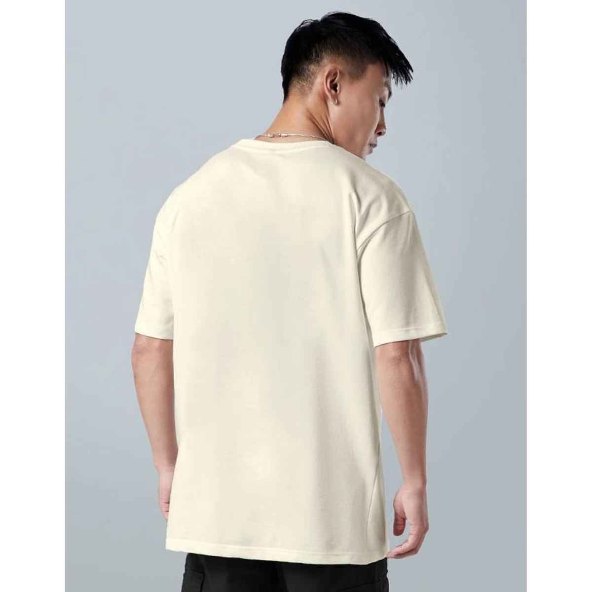 VEIRDO Men's Printed Oversized T-shirt | OS 100 LT1970 SW | Swan White - L