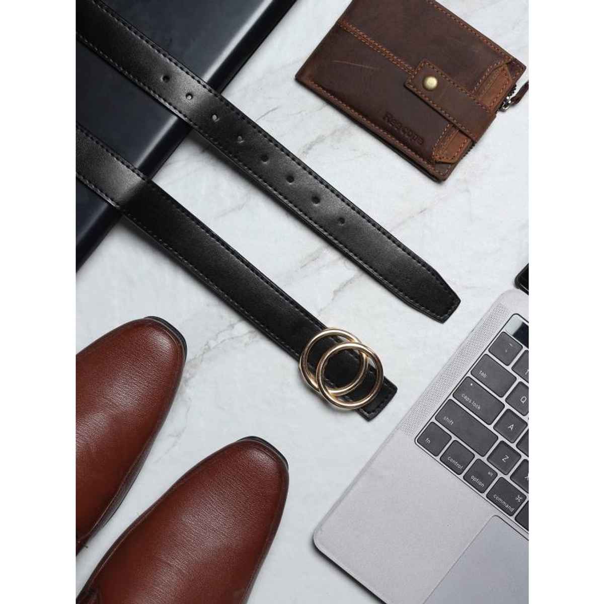 Kaezri Artificial Leather Black Belt for Women | Women oo - 30