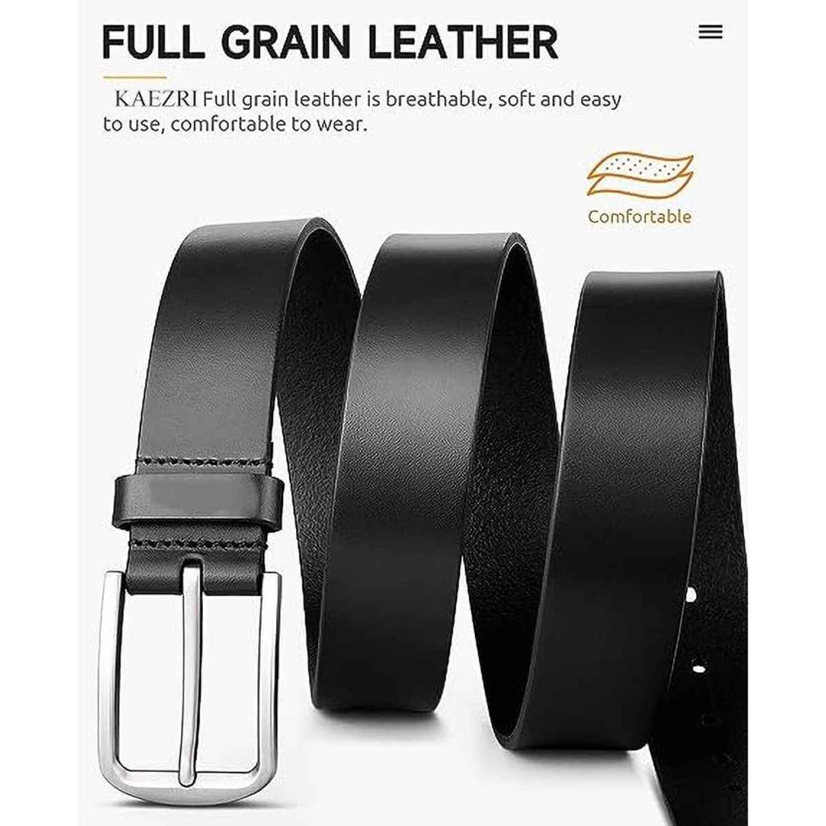 Kaezri Genuine Leather Black Belt for Men | Ddkatabl - 34