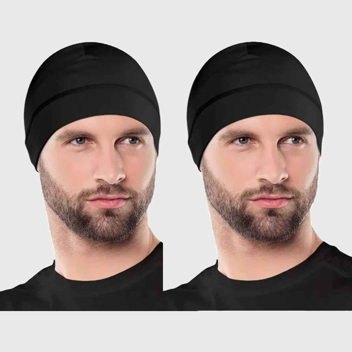 Autofrill Unisex Solid Cotton Skull Cap | Black - Free Size