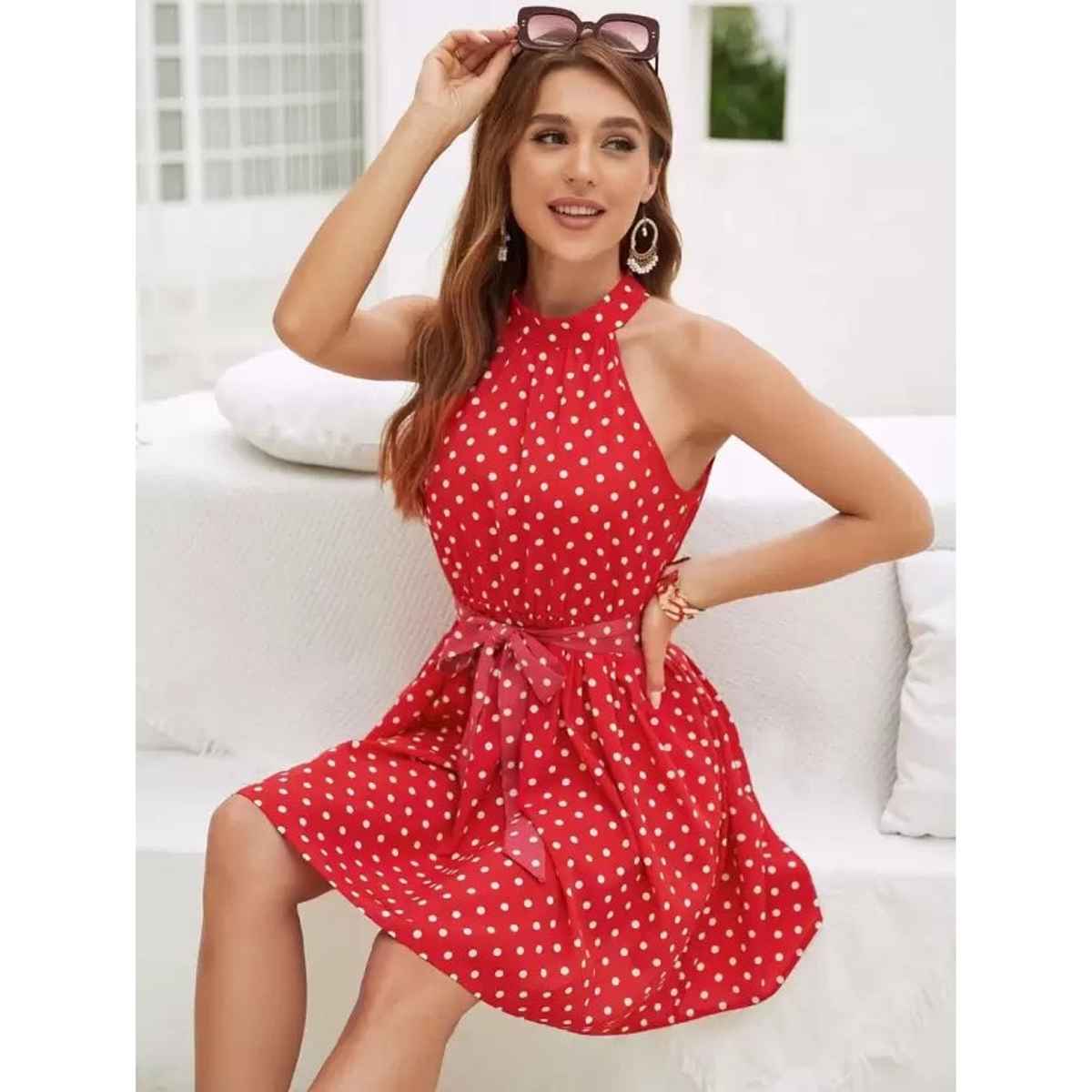 Wyshlist Women's Flare Dress Charming Polka | Red - S