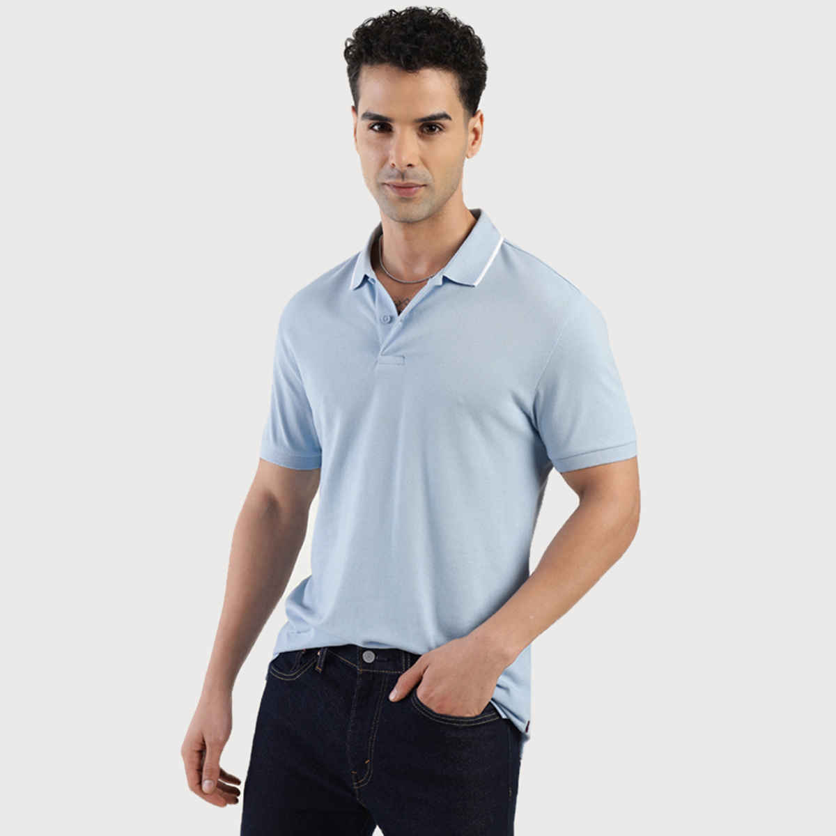 Levi's Men's 100% BCI Cotton Polo T-shirt | Sky Blue - M