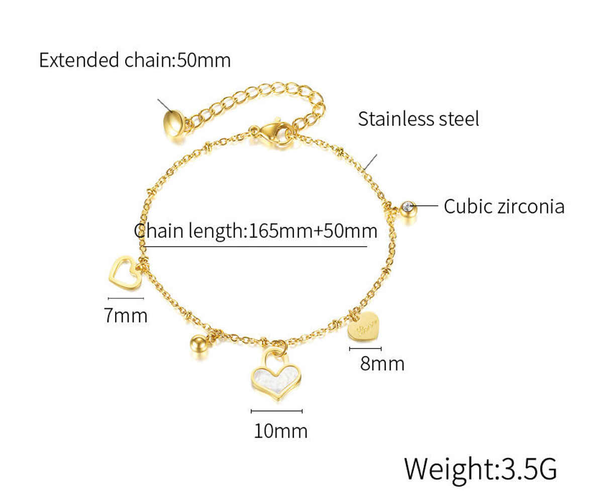 Beautynx Golden Heart Dangle Bracelet | BNX-BR-0007 - Gold