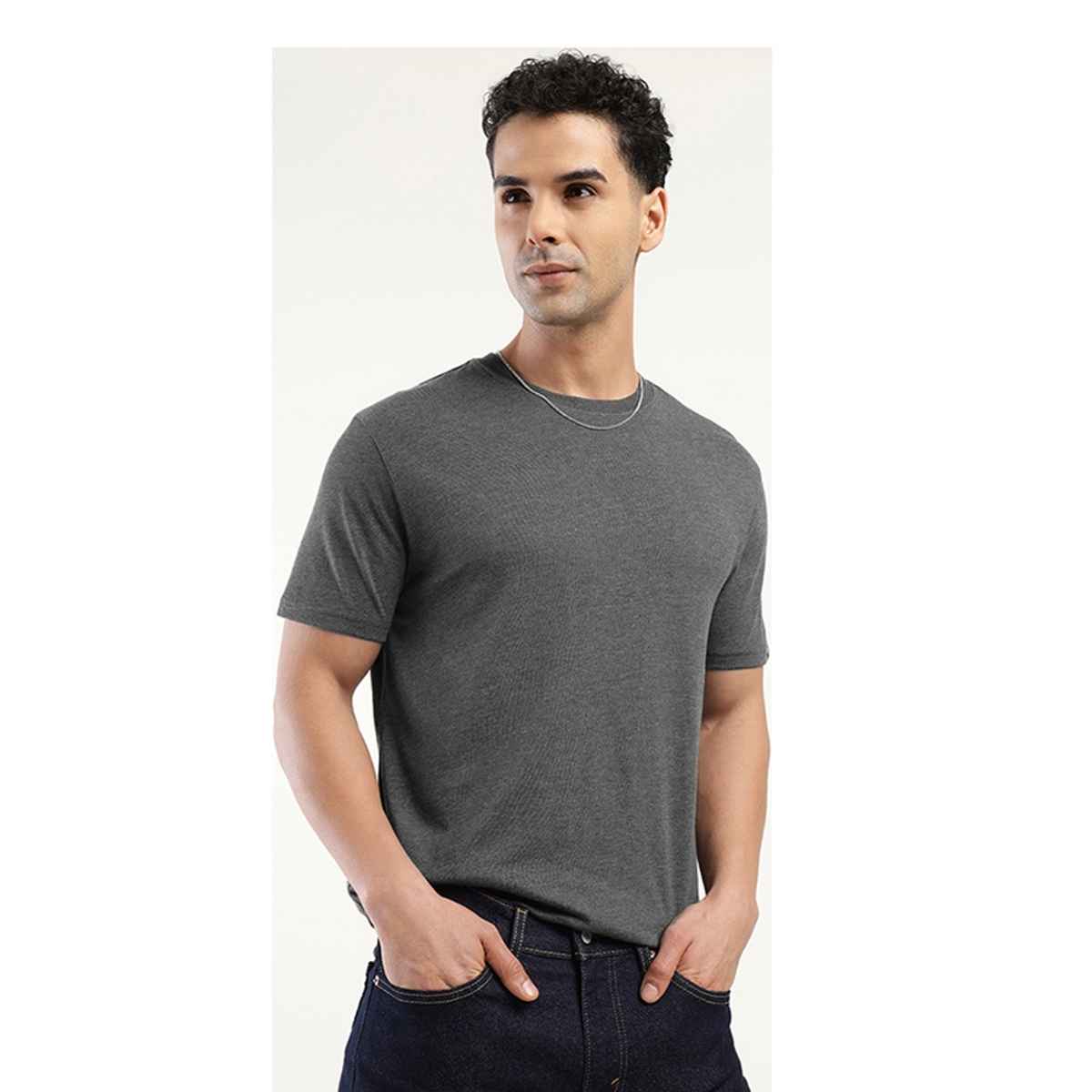 Levi's Men's Poly Cotton Round Neck T-shirt | Dark Grey - L