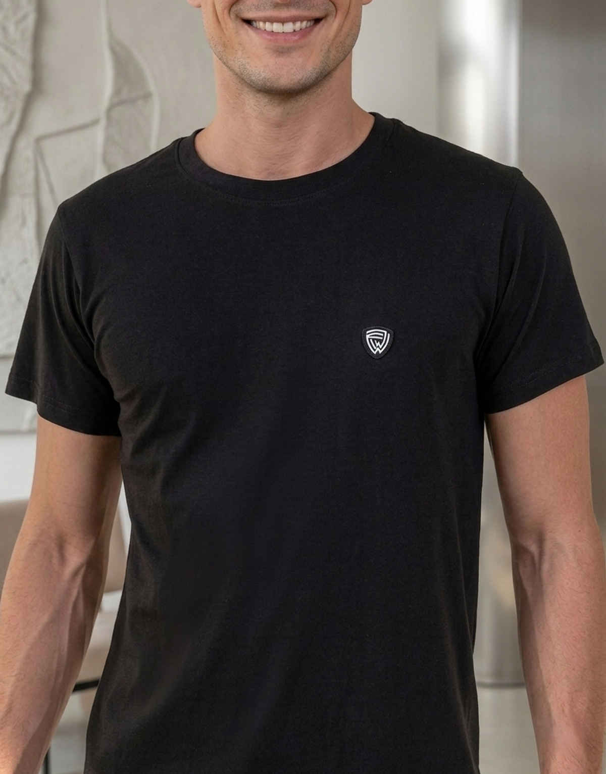 Lux Cozi Men s Ultimate Comfort & Style Round Neck Cotton T-shirt | Black | Size | L