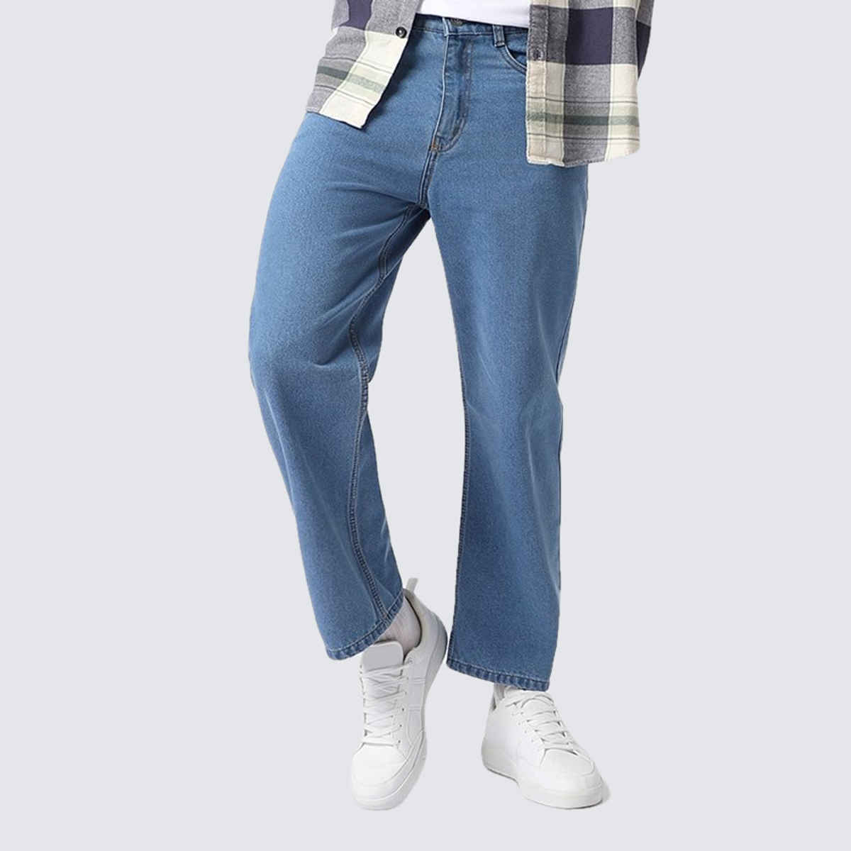 Urbano Fashion Men's Jeans Loose Baggy Fit Washed Non-Stretchable | Light Blue | 34