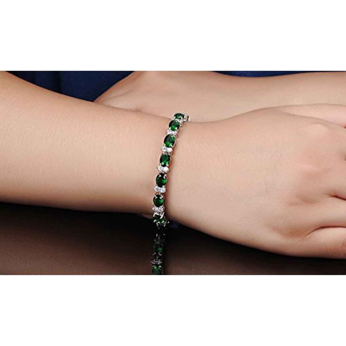 Shining Diva Fashion Platinum Plated Stylish Austrian Crystal Bracelet for Women and Girls | 11955b