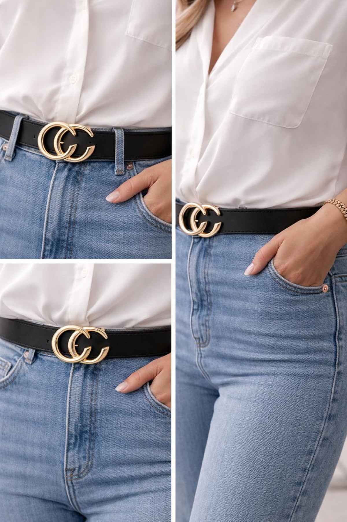 Kaezri Artificial Leather Black Belt for Women | Women cc - 36
