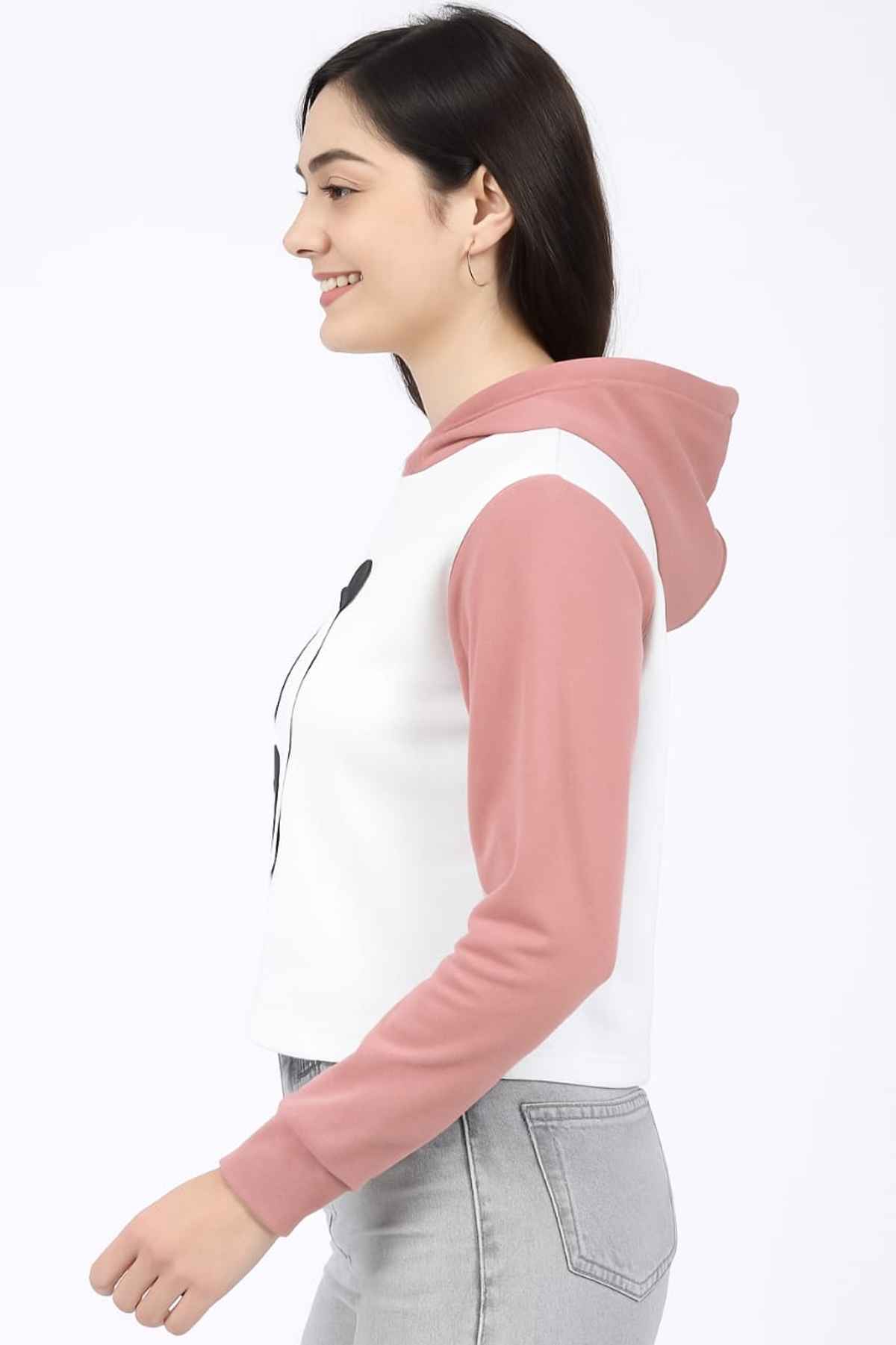GCYX Women's CROP HOOD Sweatshirt | White - M