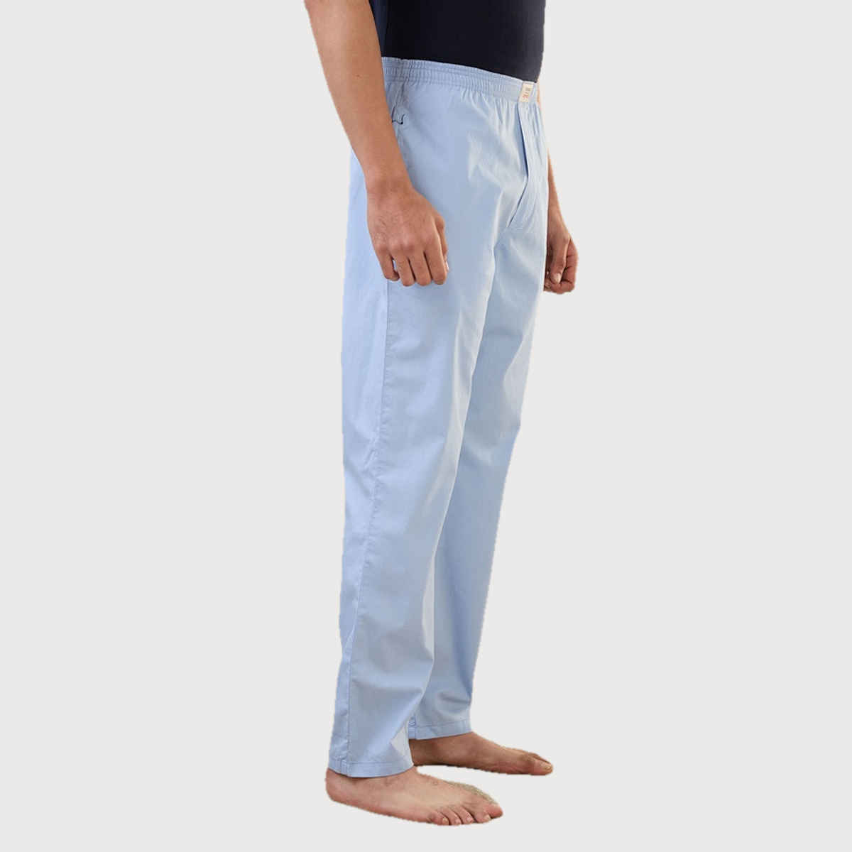 Sleepz by Raymond Men s Regular Fit Solid Pattern Pure Cotton Flat Front Pyjama - L - Light Blue