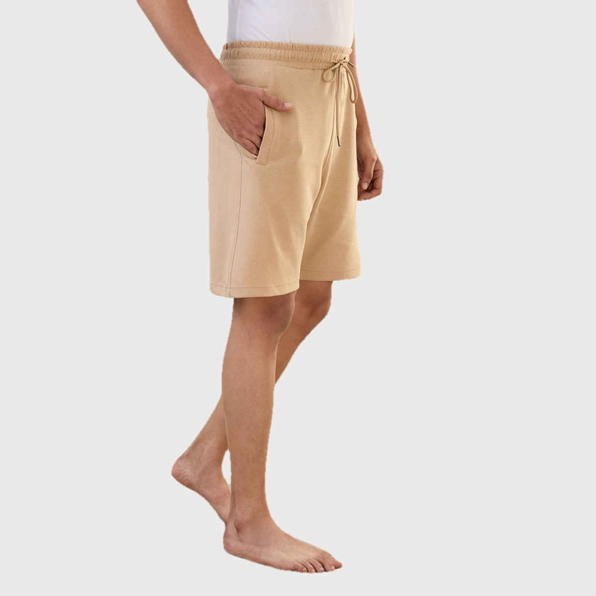 Sleepz by Raymond Mens Regular Fit Solid Pattern Cotton Polyester Blend Shorts | M-Medium Fawn