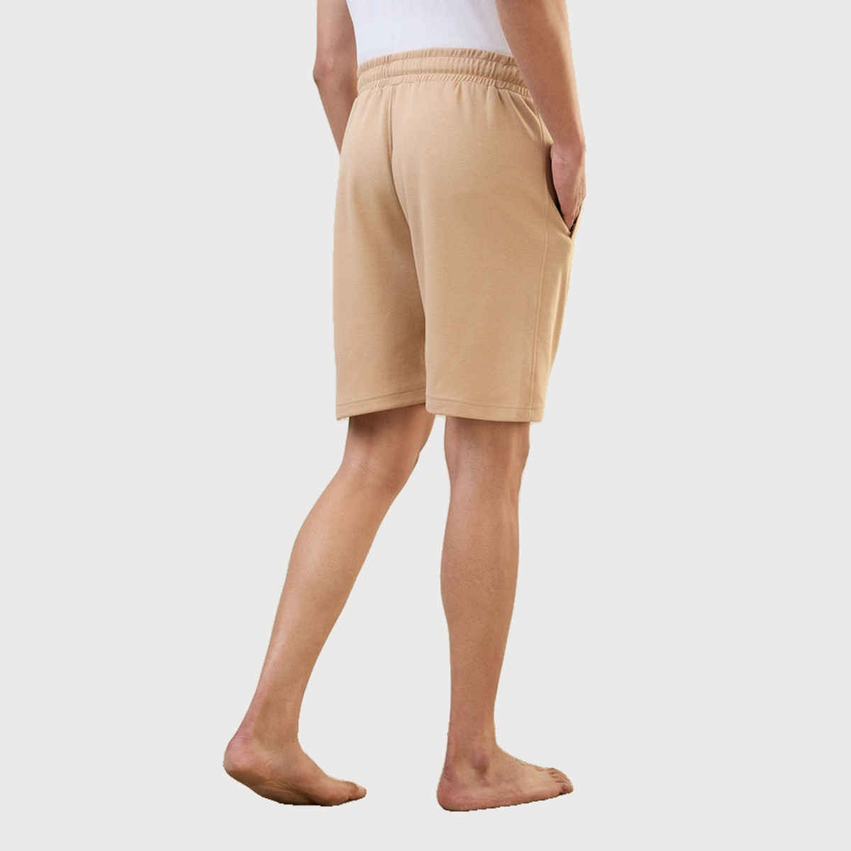 Sleepz by Raymond Mens Regular Fit Solid Pattern Cotton Polyester Blend Shorts | M-Medium Fawn