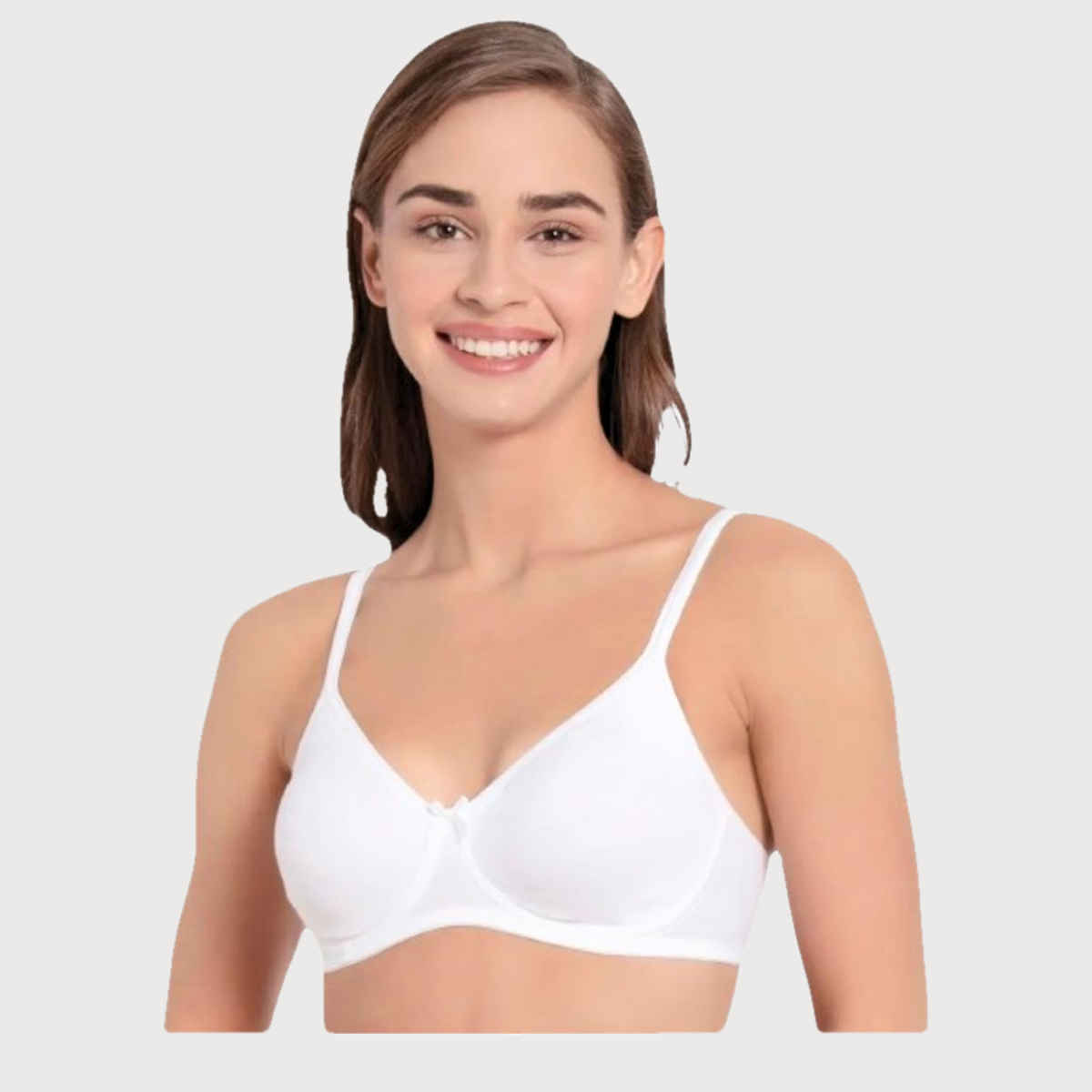 Jockey 1722 Women's Wirefree Non Padded Super Combed Cotton Elastane Stretch Medium Coverage Everyday Bra | Concealed Shaper Panel-White-36C
