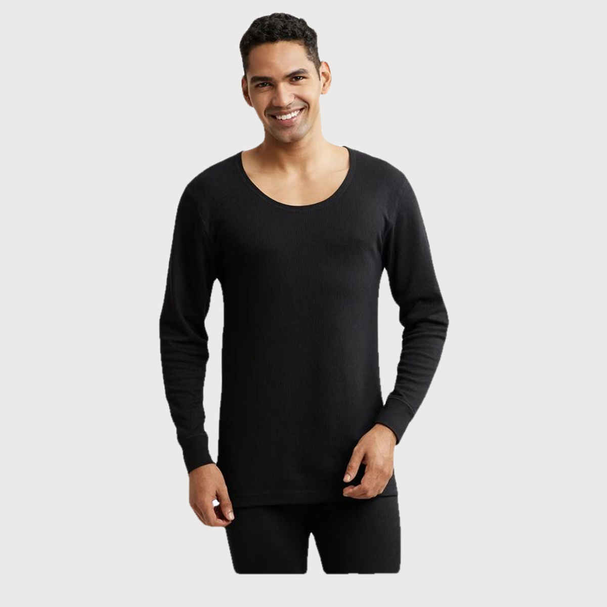Jockey 2401 Men's Super Combed Cotton Rich Full Sleeve Thermal Undershirt | Black-L