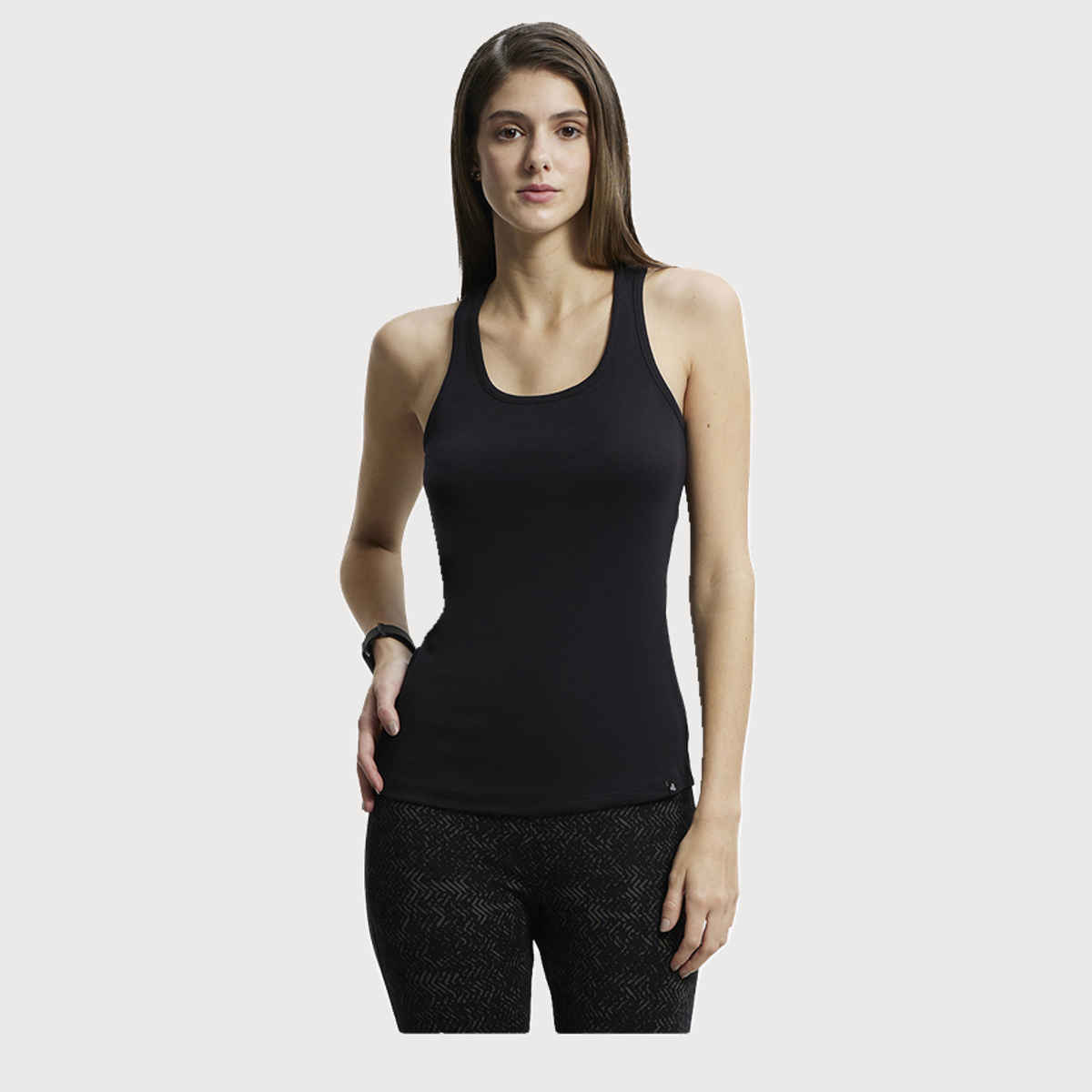 Jockey 1467 Women's Super Combed Cotton Rib Solid Tank Top|Slim Fit|Racerback | Black-L