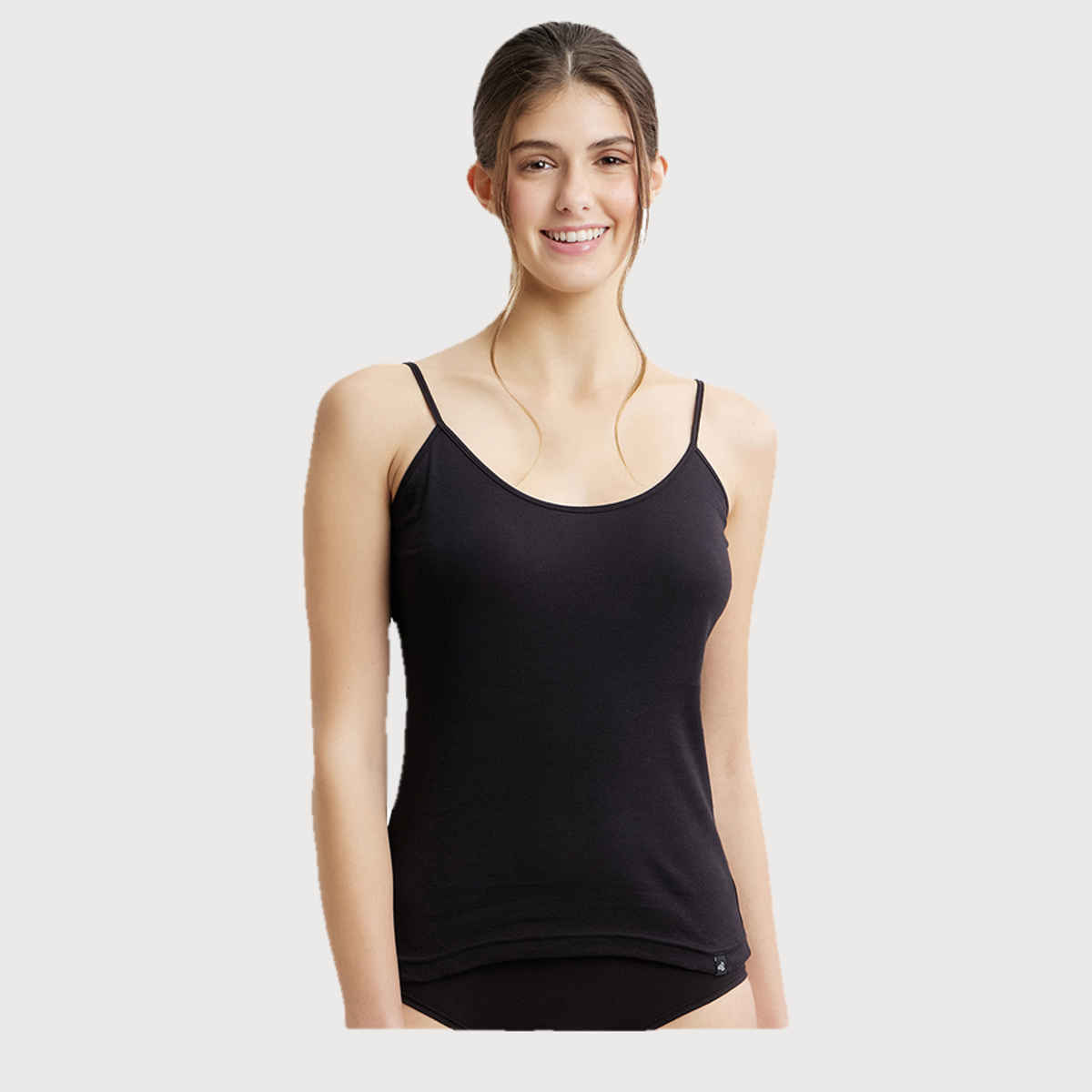 Jockey 1487 Women's Super Combed Cotton Rib Camisole|Adjustable Straps | Black-M
