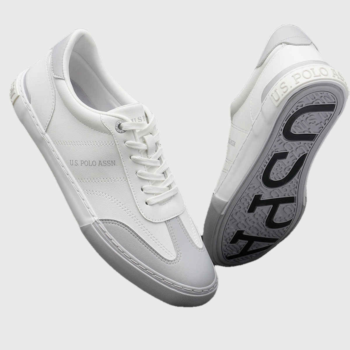 U.S. Polo Assn. Men's Men's Men Round Toe Solid Gain Sneakers Grey - UK 8