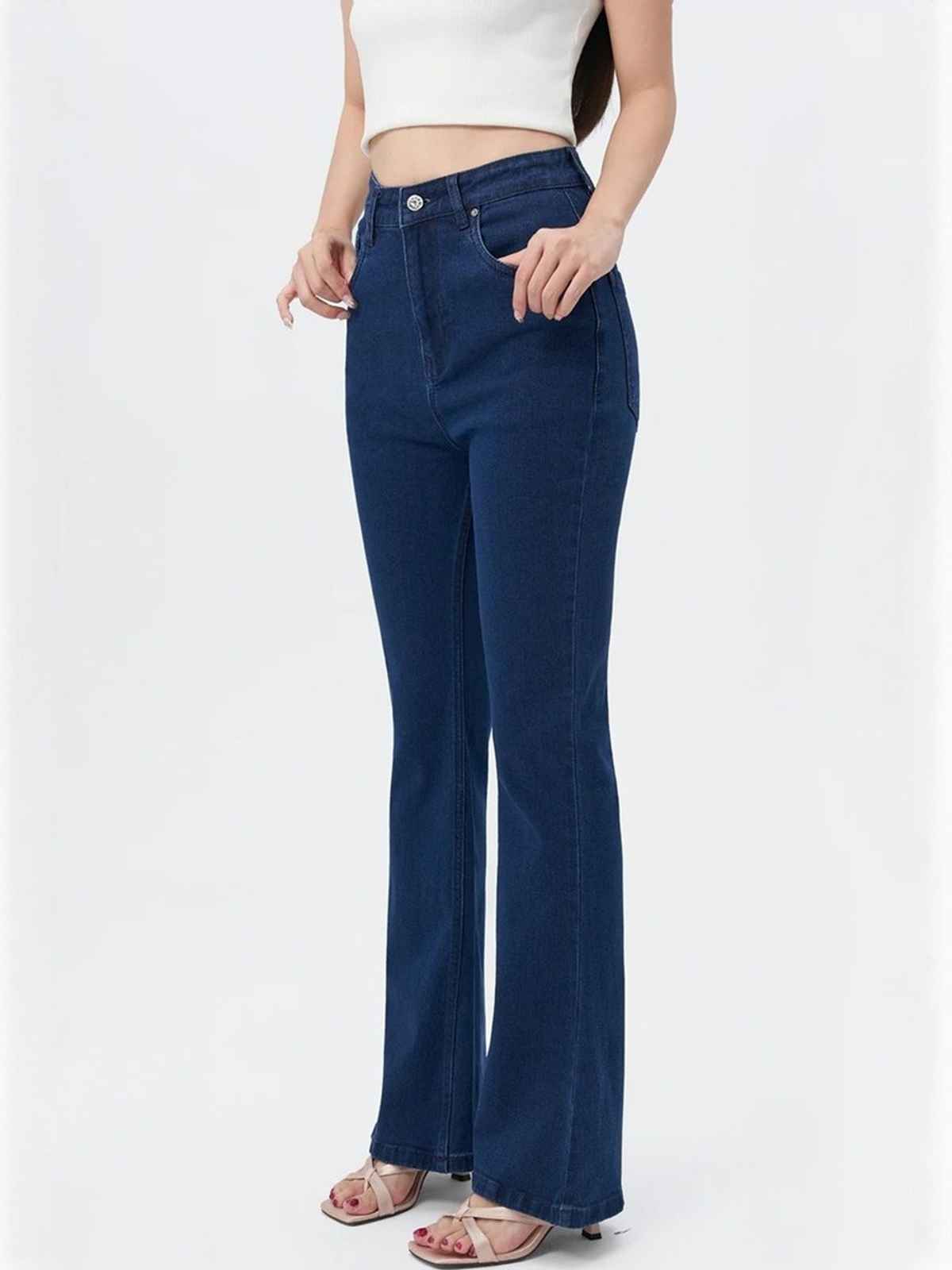 Aadvi Fashion Women's Bootcut High-Rise Stretchable Jeans | Blue - 34