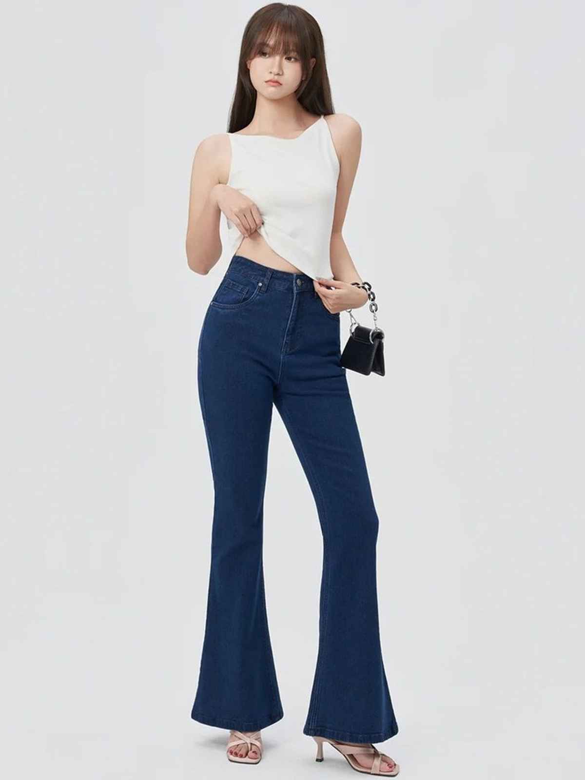Aadvi Fashion Women's Bootcut High-Rise Stretchable Jeans | Blue - 34