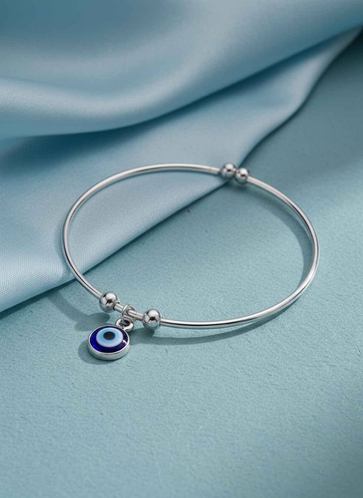 NVR Unisex Silver Evil Eye Pendant with Chain & Adjustable Evil Eye Bracelet Gift Combo