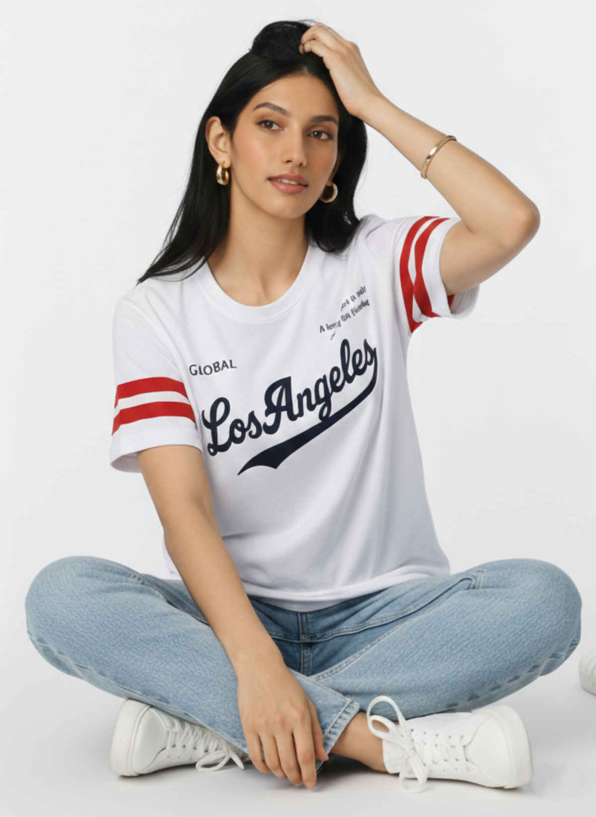 Try This Women's HF Sleeve Printed Round Neck Tshirt | White | M