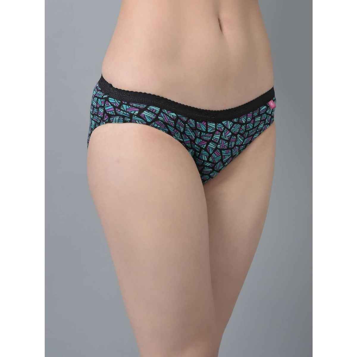 Dollar Missy Women's Combed Deep Printed Outer Elasticated Bikini Panty | Pack Of 2 Assorted - L