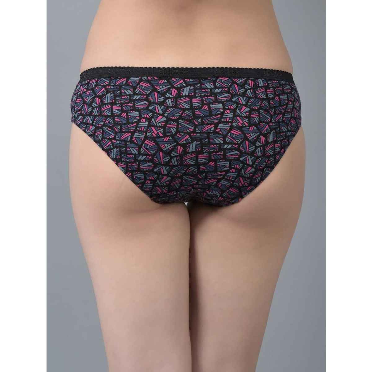 Dollar Missy Women's Combed Deep Printed Outer Elasticated Bikini Panty | Pack Of 2 Assorted - L