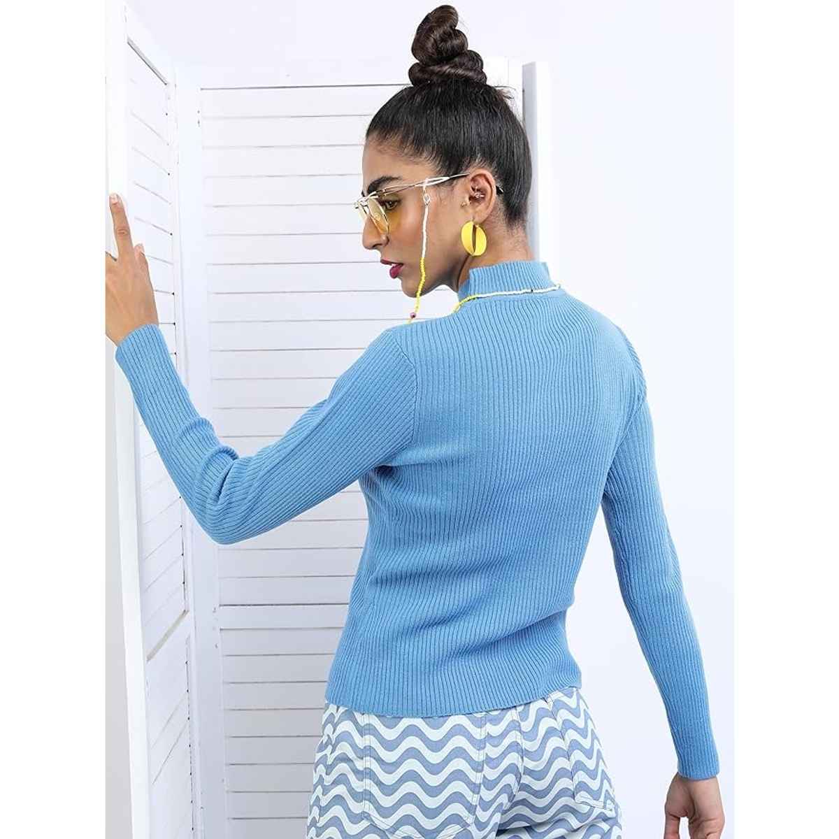 Ketch Women High Neck Pullover | Blue | M