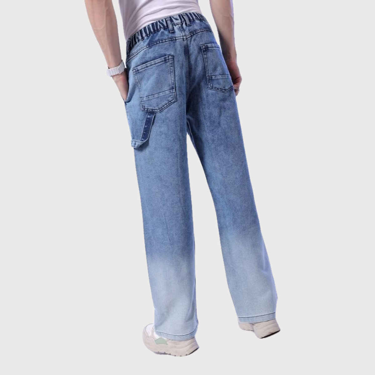 The Indian Garage Co Men's G371 Baggy Fit Solid Casual Jeans | Blue | 34