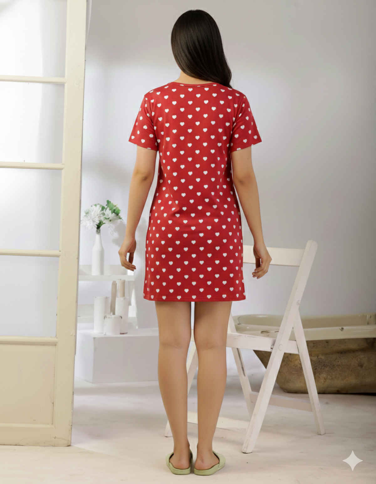 Smartees Valentines Women's Short Nighty | Red - L