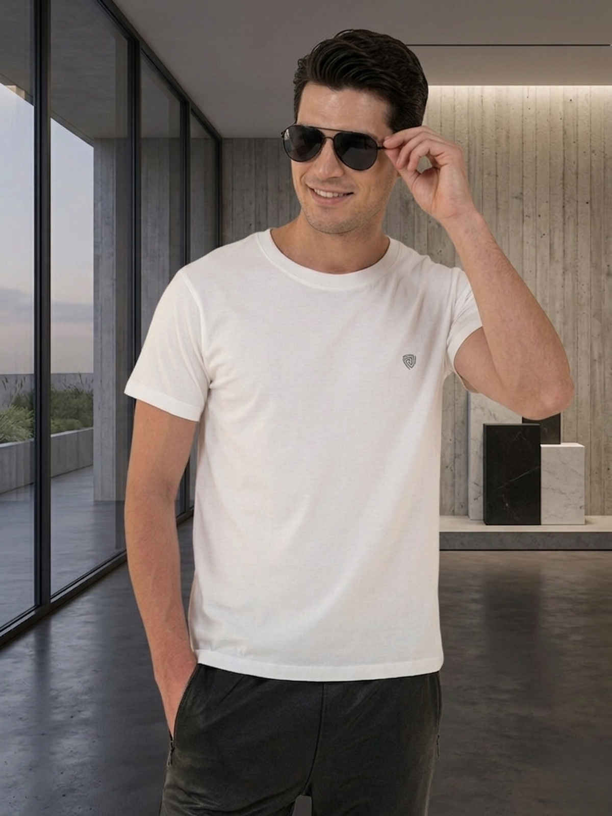 Lux Cozi Men s Ultimate Comfort & Style Round Neck Cotton T-shirt | White | Size | XXL